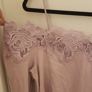 Anthropologie Off the Shoulder Lace Flowy Top